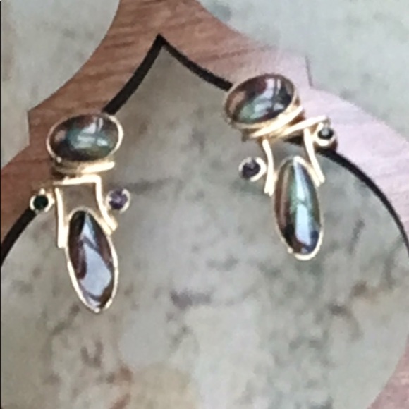 New Unique Abstract Art Deco Resin Drop Earrings - Picture 6 of 9